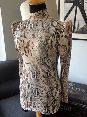 Smythe Pouf Poof Sleeve Mock Neck top reptile snake